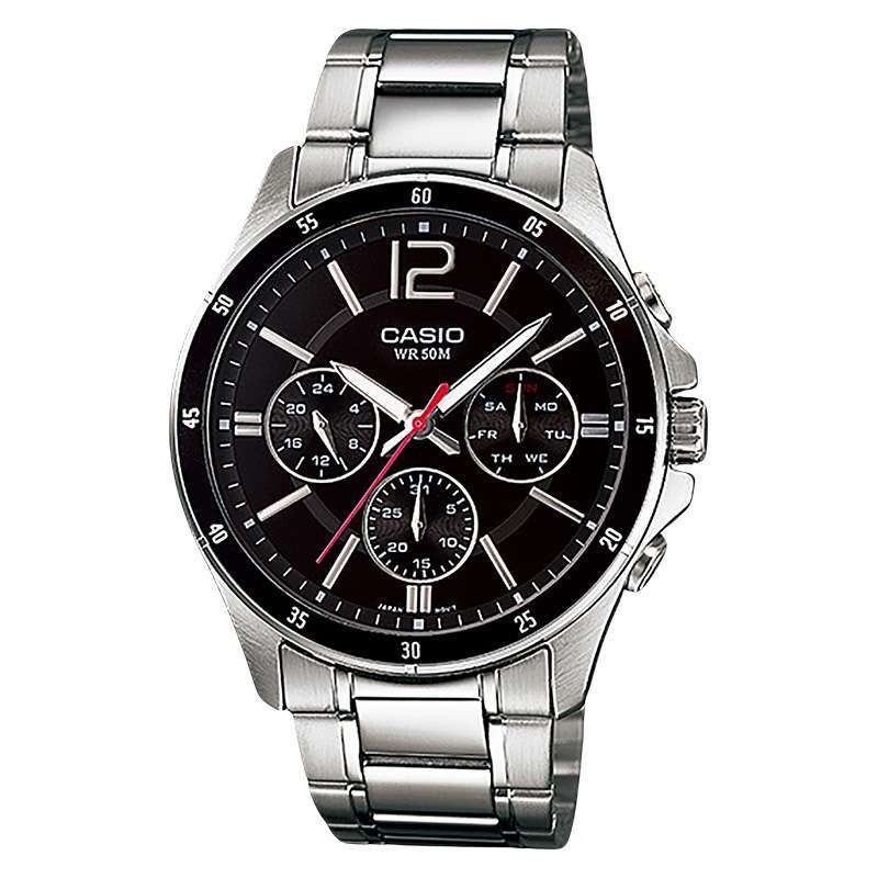 Casio General MTP-1374D-1AVDF Black Dial Stainless Steel Band